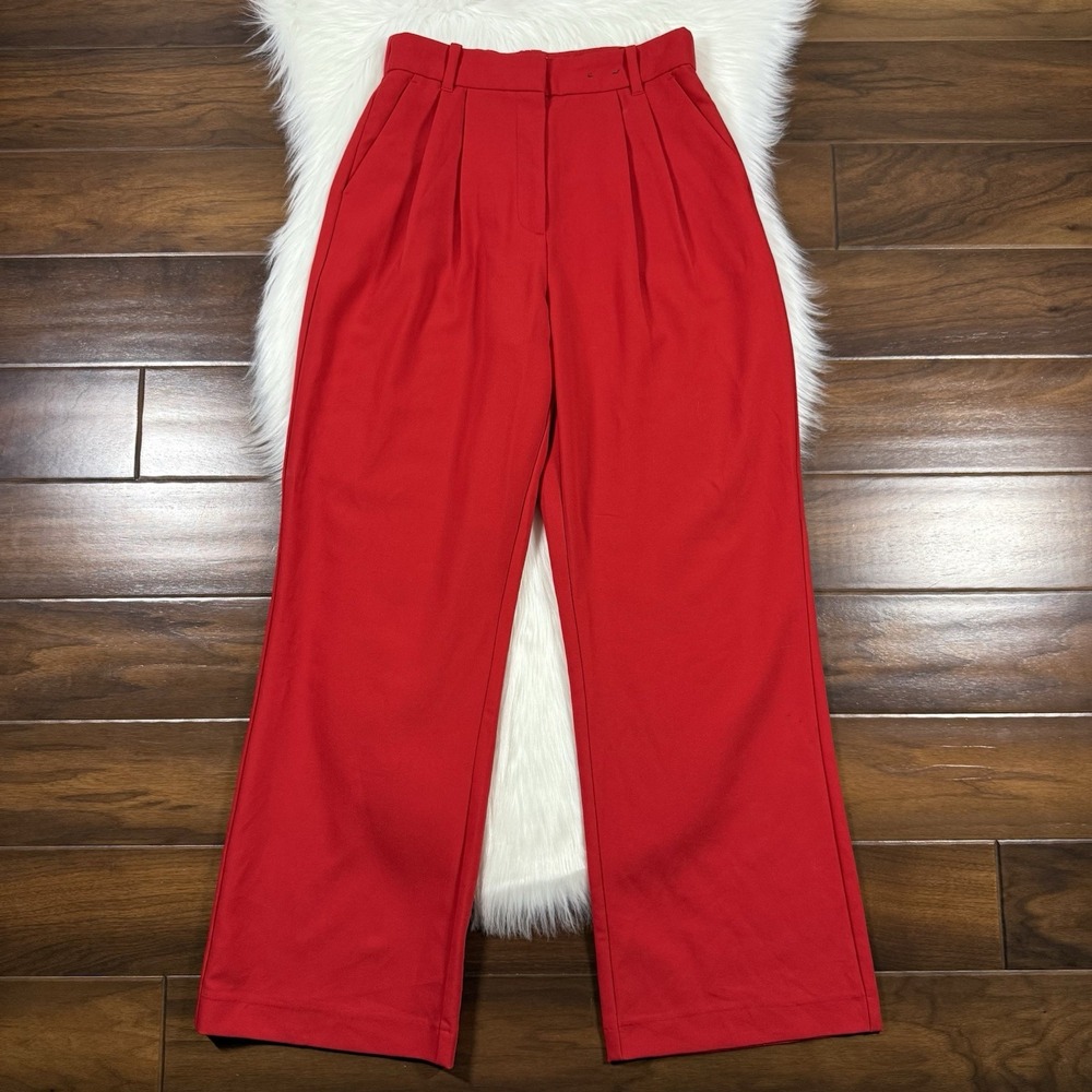 Abercrombie & Fitch Red Wide-Leg Trousers